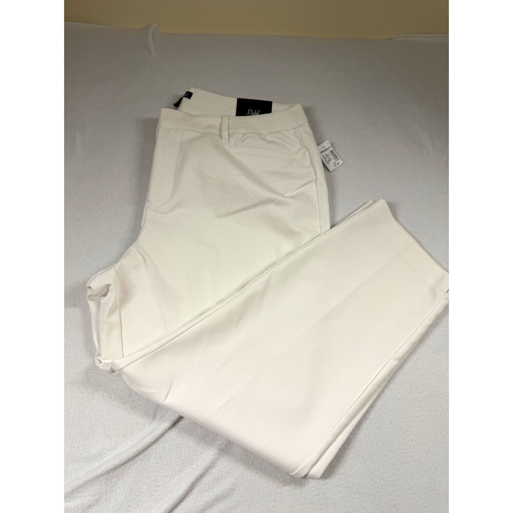 Roz & Ali Womens Pants Plus Size 16W White Solid Ankle Pockets NEW 483